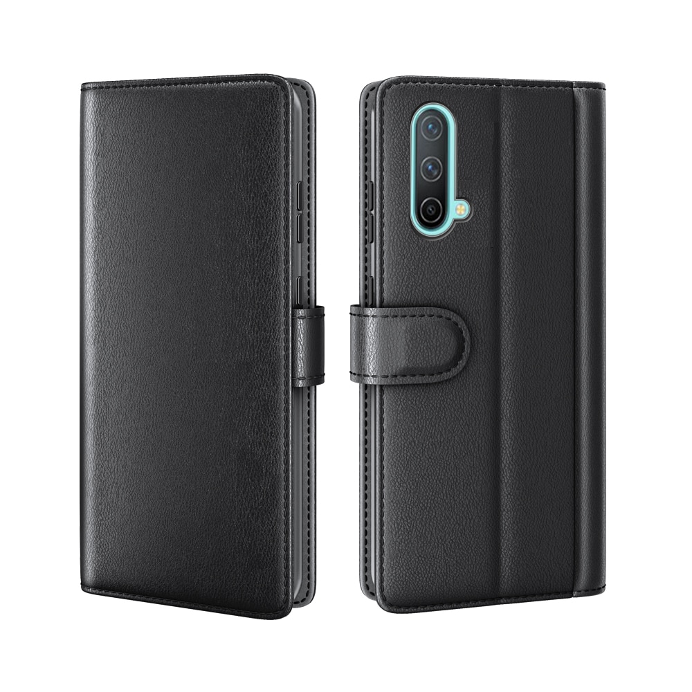 Custodia a portafoglio in vera pelle OnePlus Nord CE 5G, nero