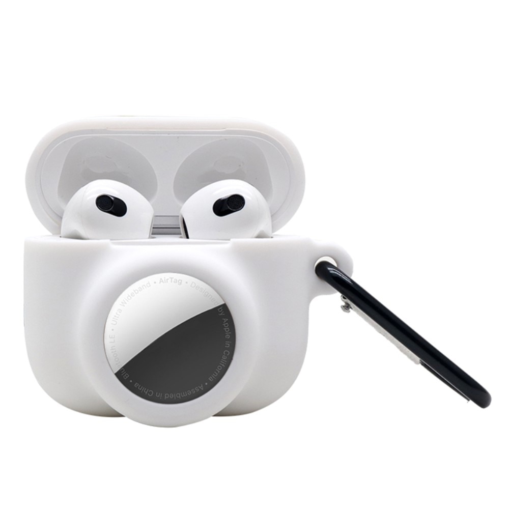 Custodia in silicone con supporto AirTag AirPods 3 bianco