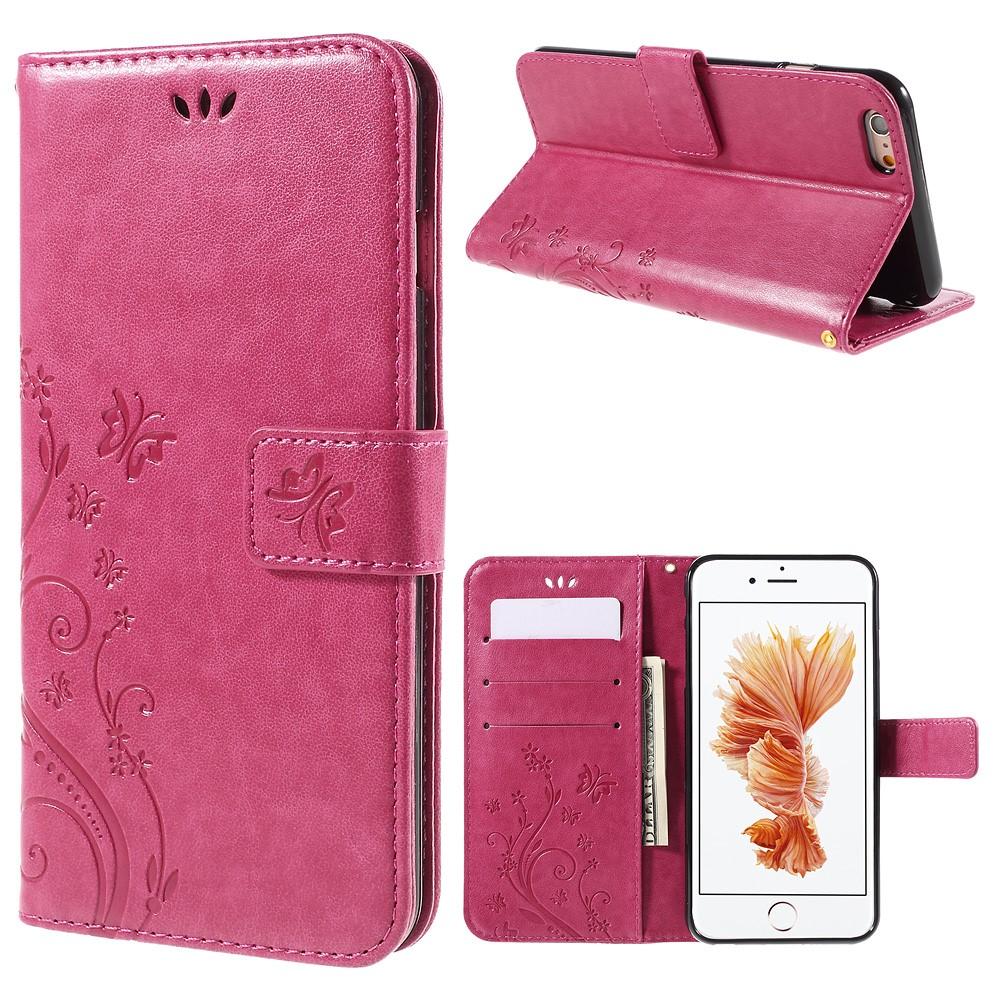 Custodia in pelle a farfalle per iPhone 6/6S, rosa