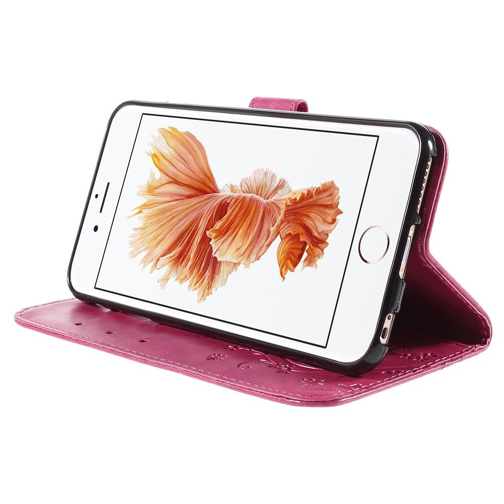 Custodia in pelle a farfalle per iPhone 6/6S, rosa