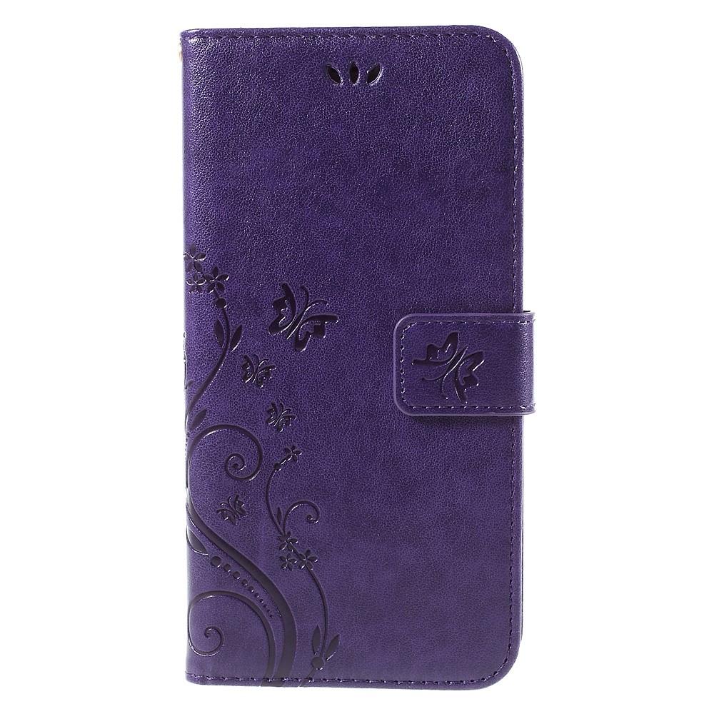 Custodia in pelle a farfalle per iPhone 6/6S, viola