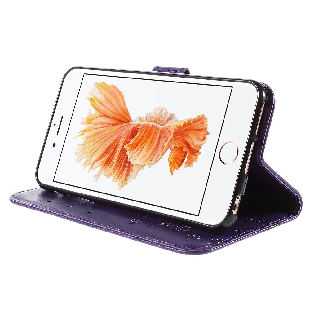 Custodia in pelle a farfalle per iPhone 6/6S, viola