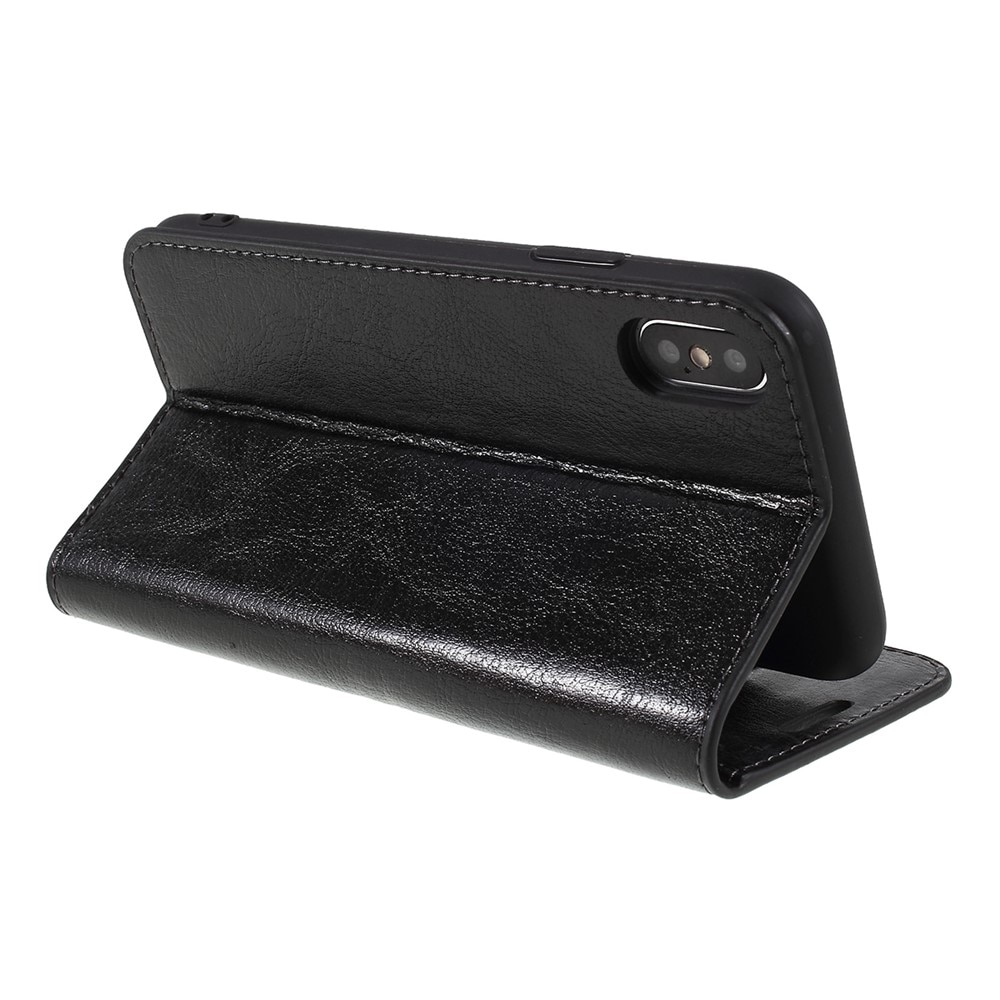 Cover Portafoglio in vera pelle iPhone X/XS nero