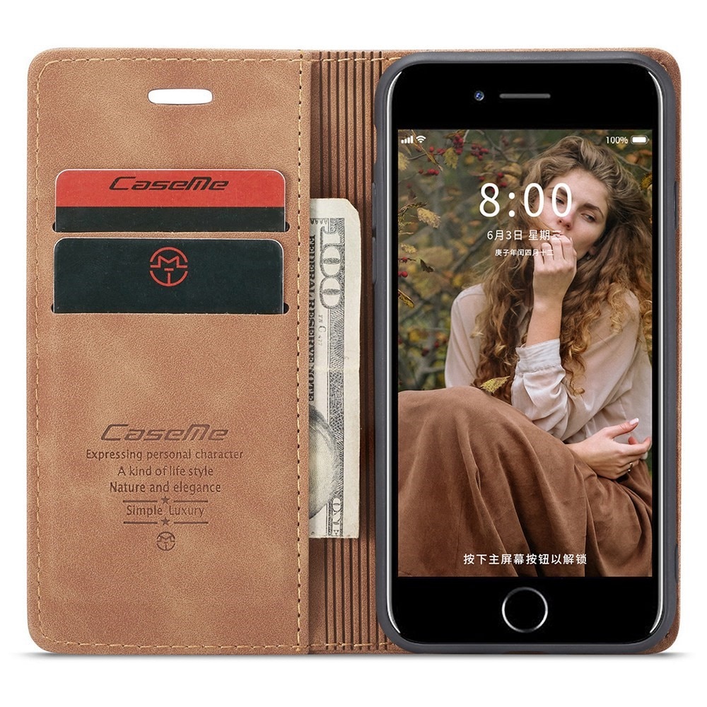 Custodie a portafoglio sottili iPhone SE (2020) cognac