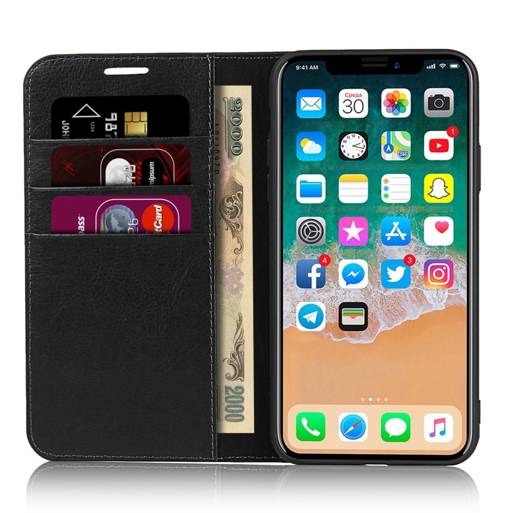 Cover Portafoglio in vera pelle iPhone 11 Pro nero