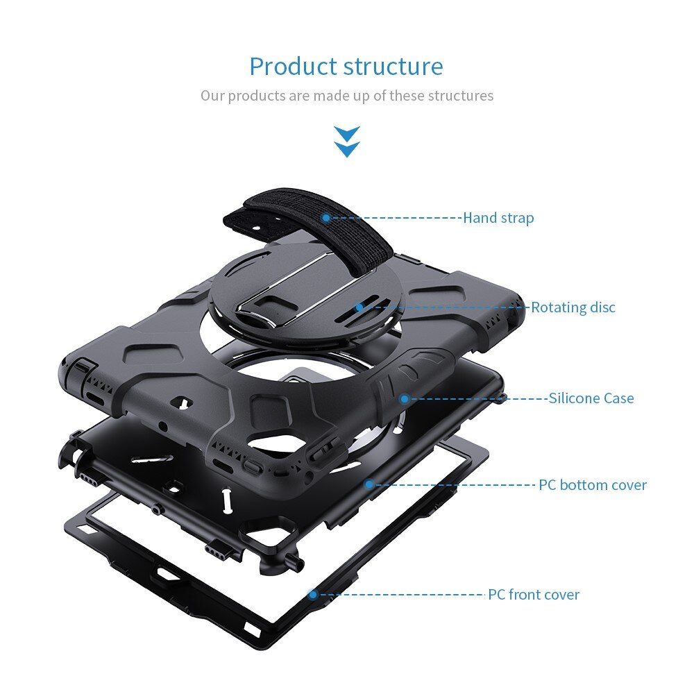 Custodia ibrida antiurto con tracolla iPad 9.7 6th Gen (2018) nero