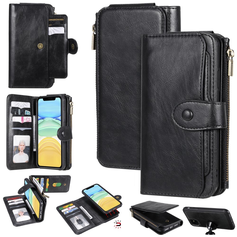 Magnet Leather Multi Wallet iPhone 11 nero