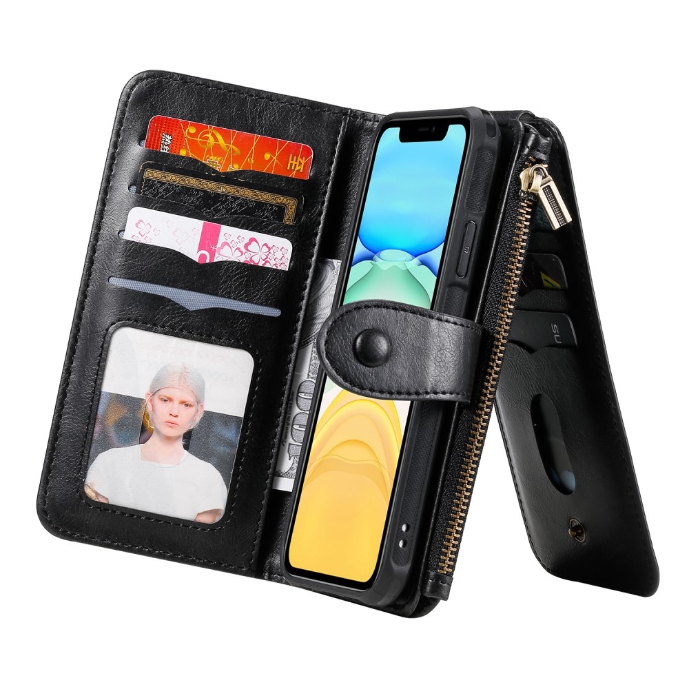 Magnet Leather Multi Wallet iPhone 11 nero