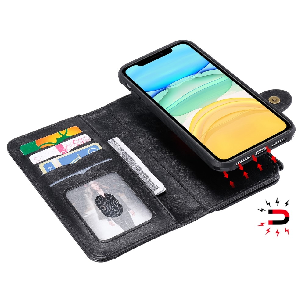 Magnet Leather Multi Wallet iPhone 11 nero