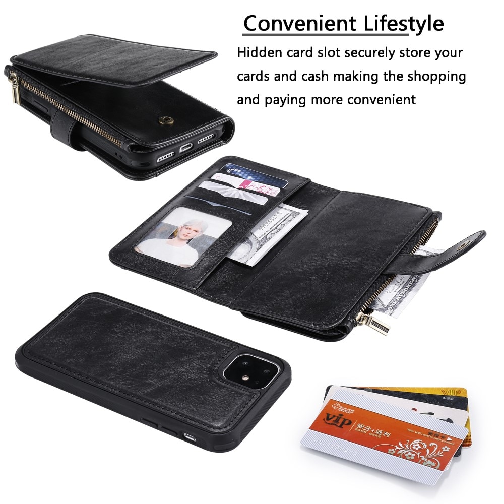 Magnet Leather Multi Wallet iPhone 11 nero