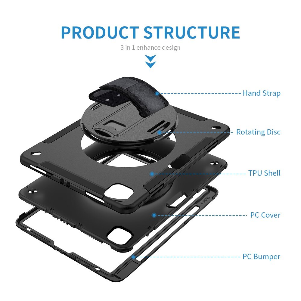 Custodia ibrida antiurto con tracolla iPad Pro 12.9 5th Gen (2021) nero