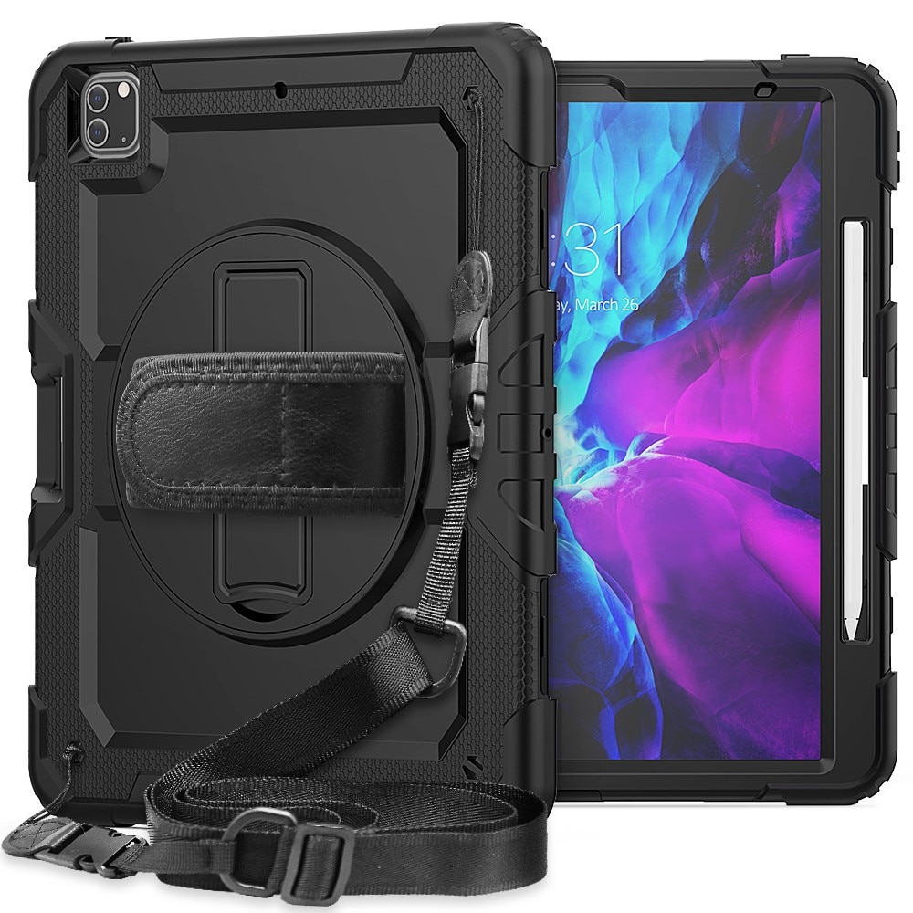 Full Protection Custodia ibrida antiurto con tracolla iPad Pro 12.9 4th Gen (2020) nero
