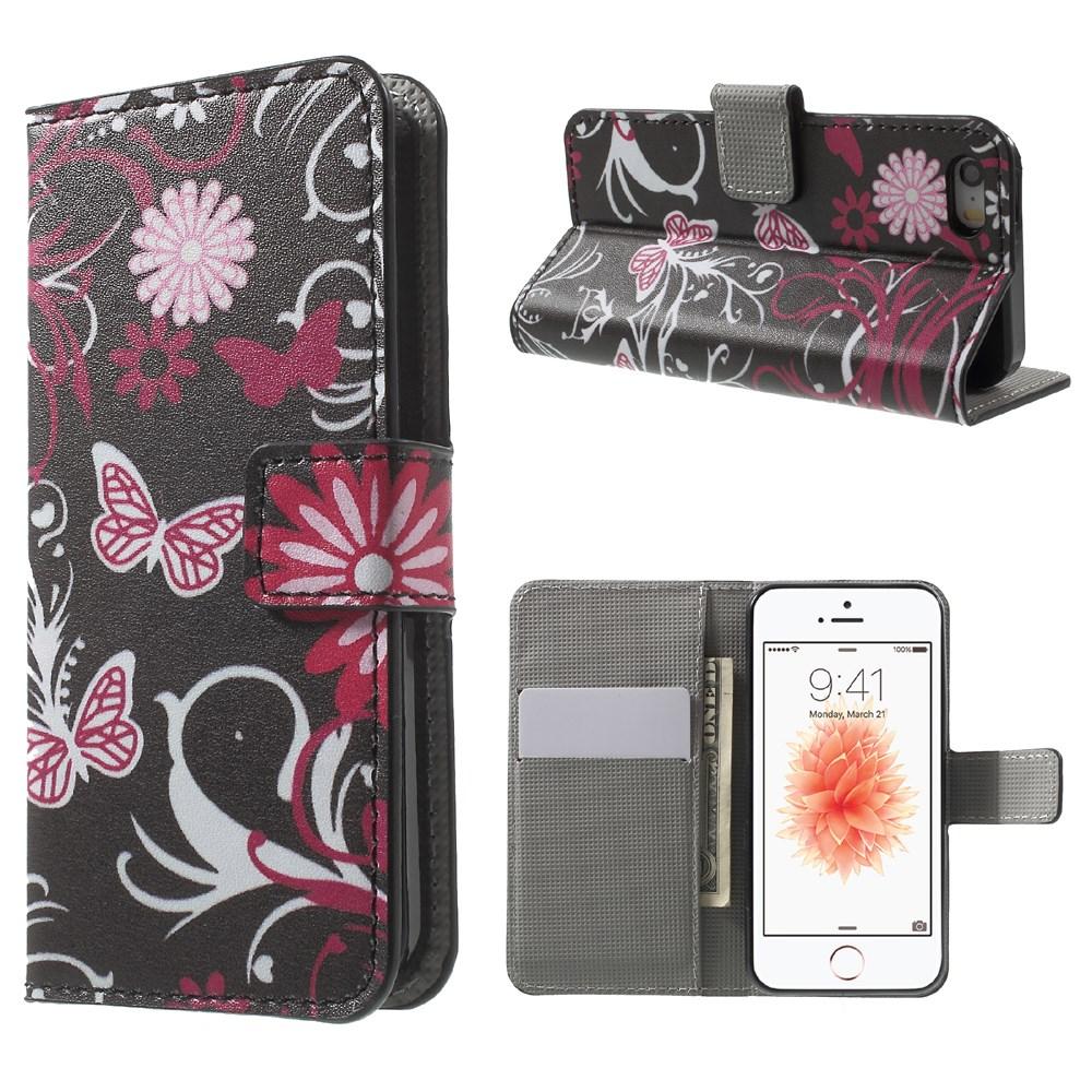Custodie a portafoglio iPhone 5/5S/SE Farfalla Nera