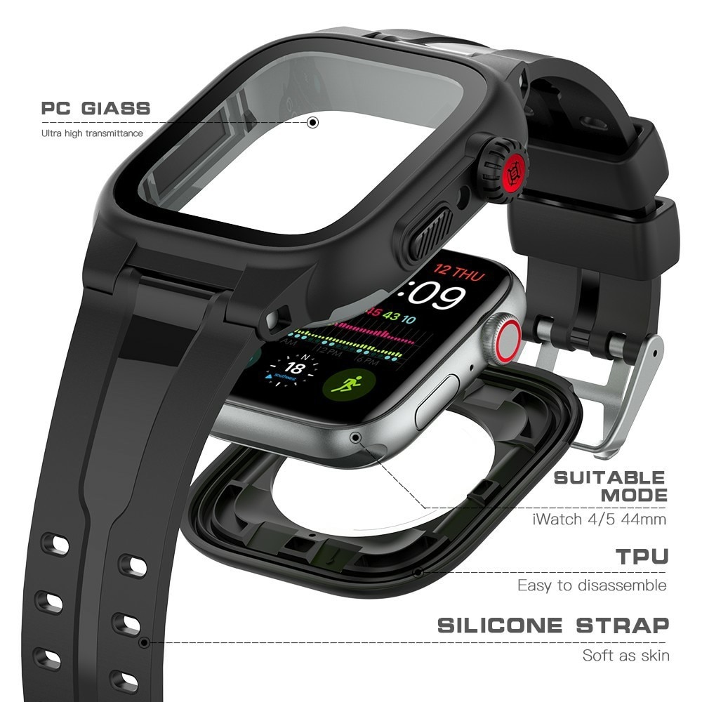 Cover Impermeabile con Cinturino in silicone Apple Watch 44mm nero