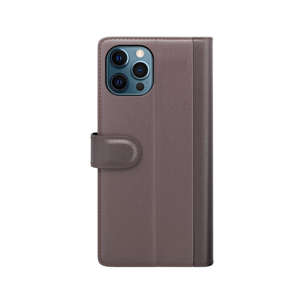 Custodia a portafoglio in vera pelle iPhone 12 Pro Max, Marrone