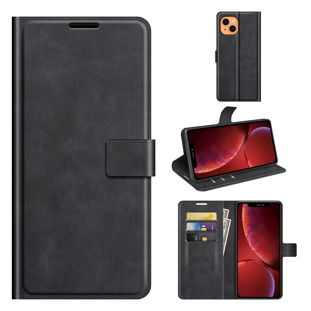 Cover portafoglio Leather Wallet iPhone 13 Black