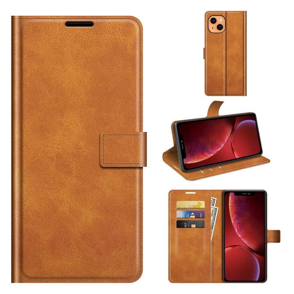 Cover portafoglio Leather Wallet iPhone 13 Cognac