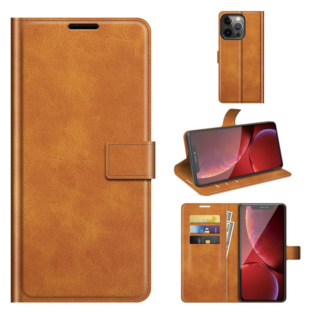 Cover portafoglio Leather Wallet iPhone 13 Pro Max Cognac