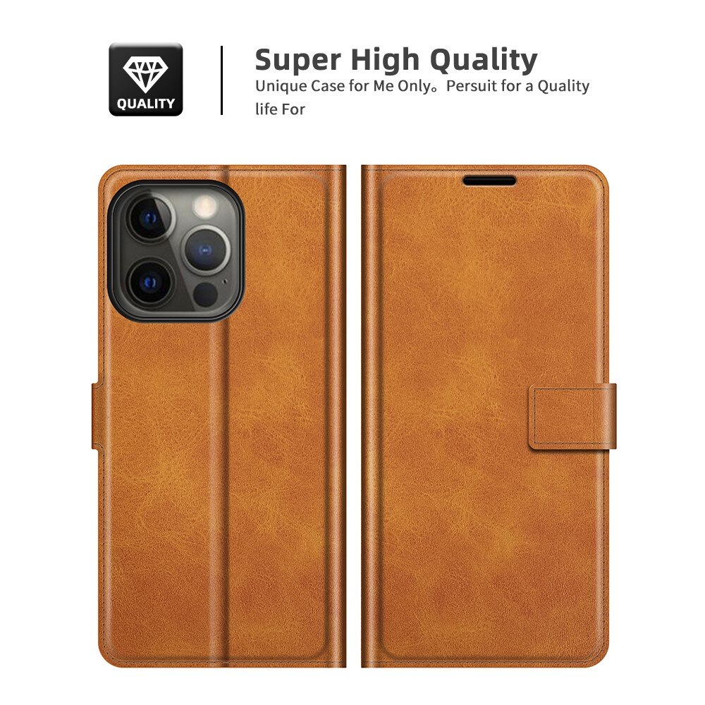 Cover portafoglio Leather Wallet iPhone 13 Pro Max Cognac