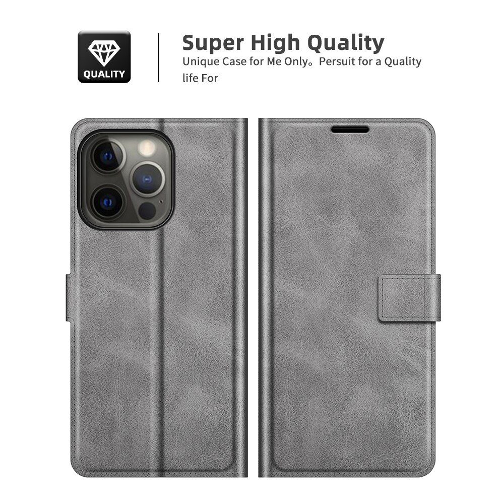 Cover portafoglio Leather Wallet iPhone 13 Pro Max Grey