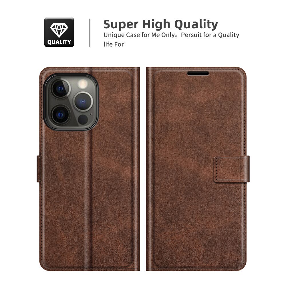 Cover portafoglio Leather Wallet iPhone 13 Pro Max Brown