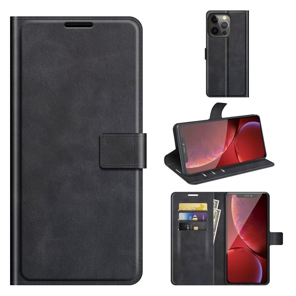 Cover portafoglio Leather Wallet iPhone 13 Pro Black