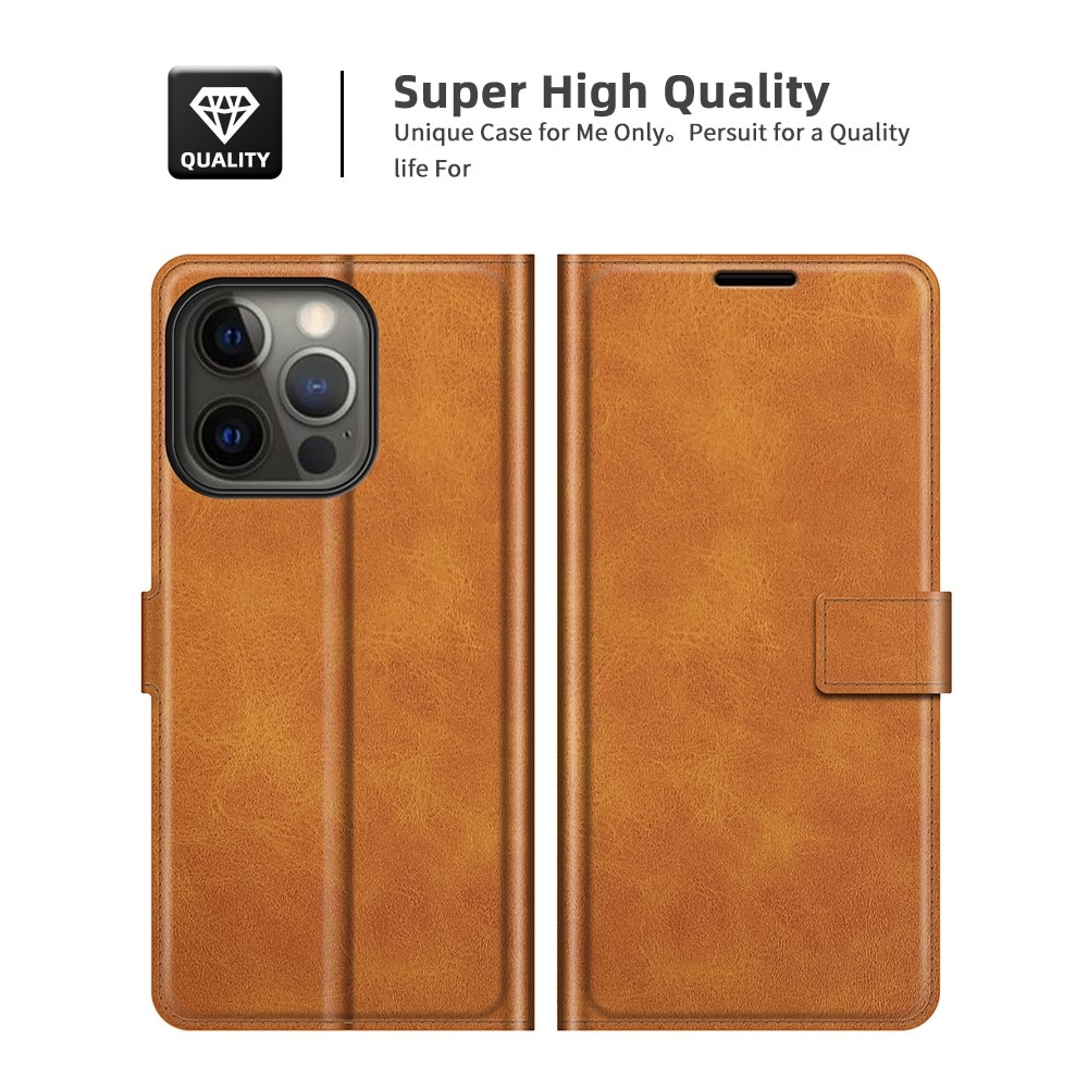 Cover portafoglio Leather Wallet iPhone 13 Pro Cognac