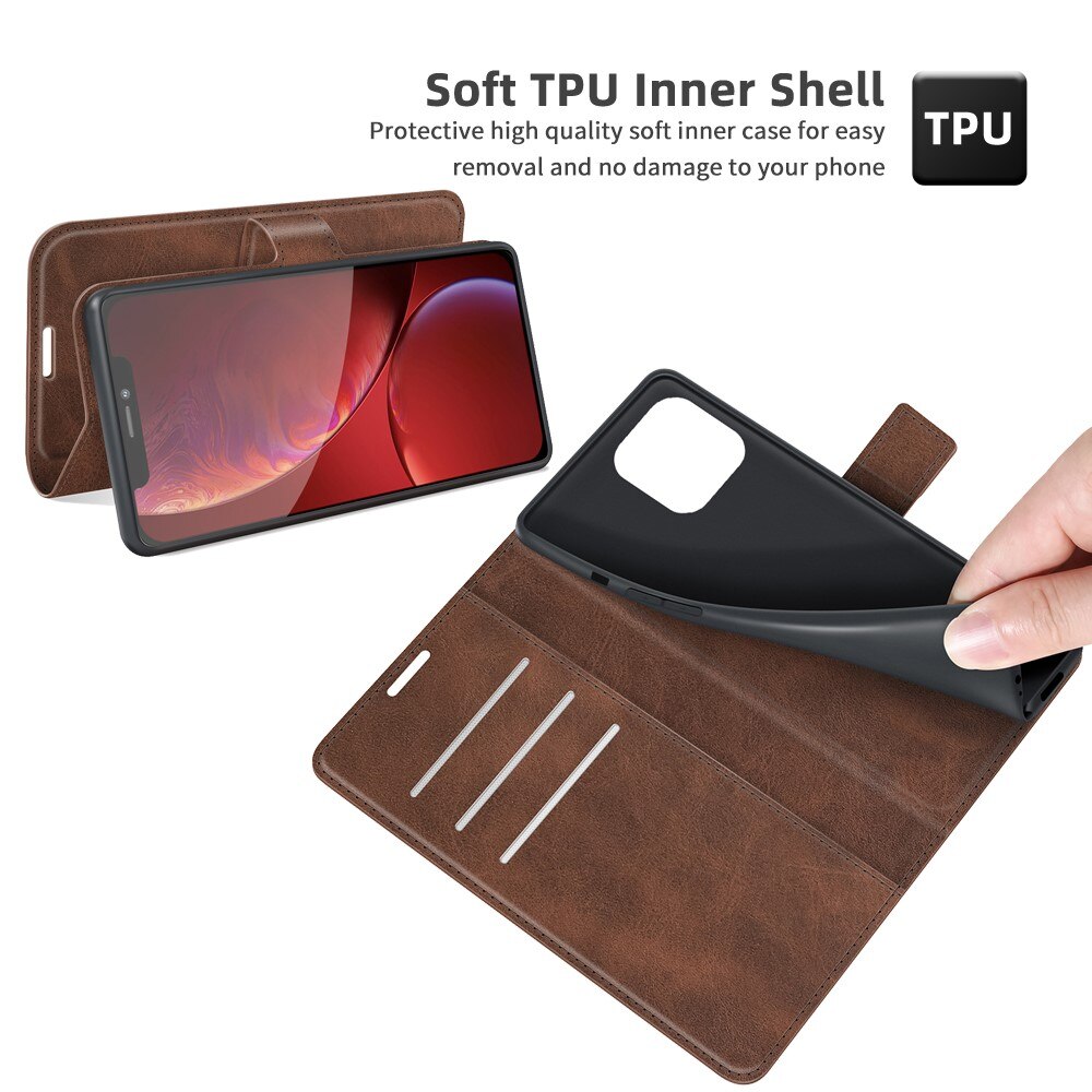 Cover portafoglio Leather Wallet iPhone 13 Pro Brown