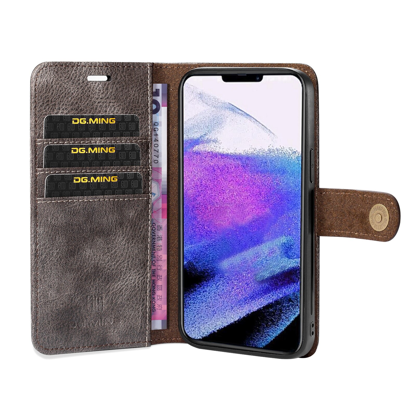 Cover portafoglio Magnet Wallet iPhone 13 Pro Max Brown