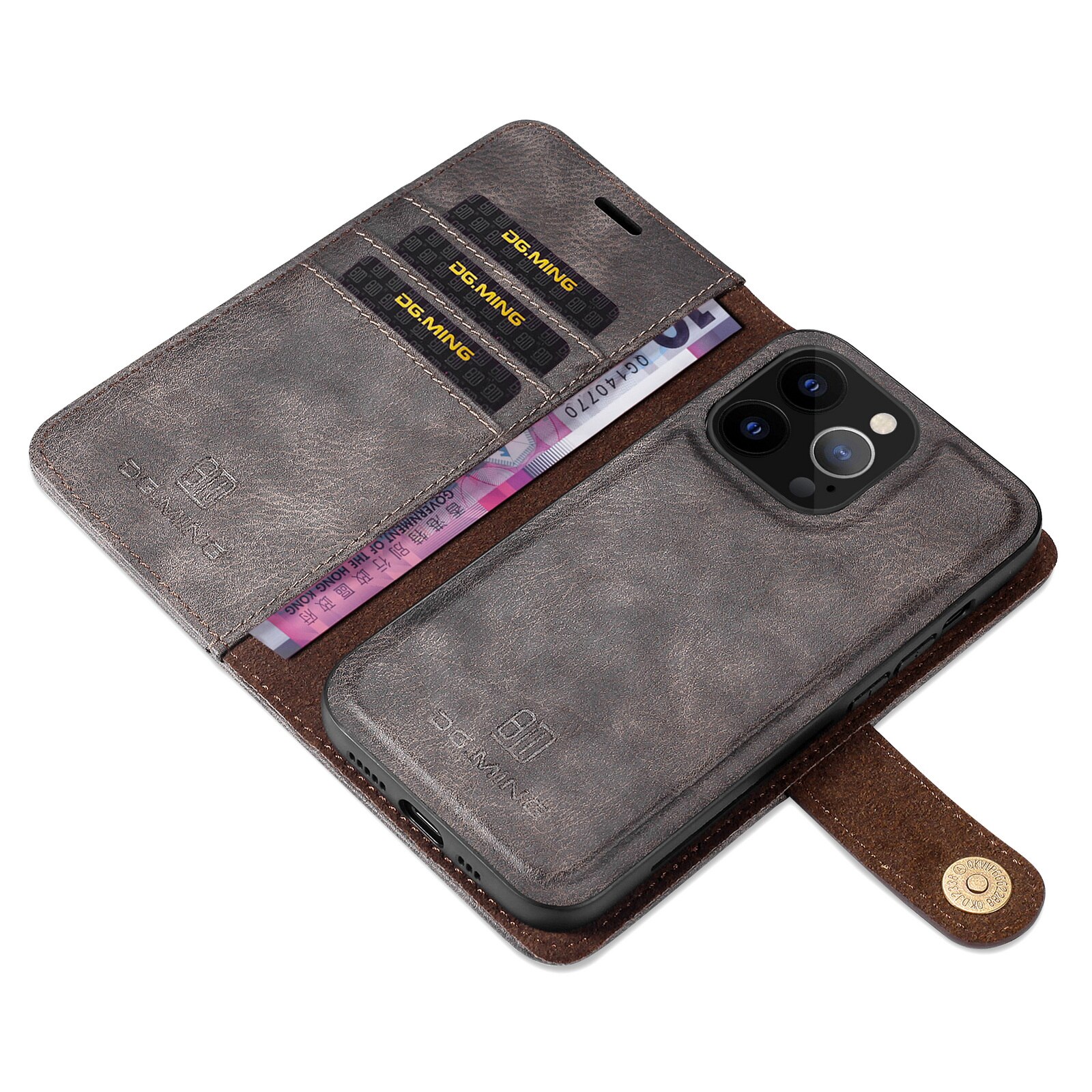 Cover portafoglio Magnet Wallet iPhone 13 Pro Brown