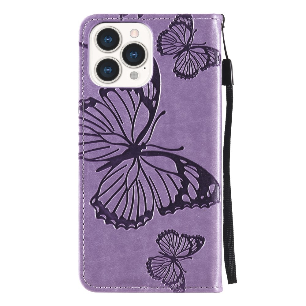 Custodia in pelle a farfalle per Apple iPhone 13 Pro, Viola