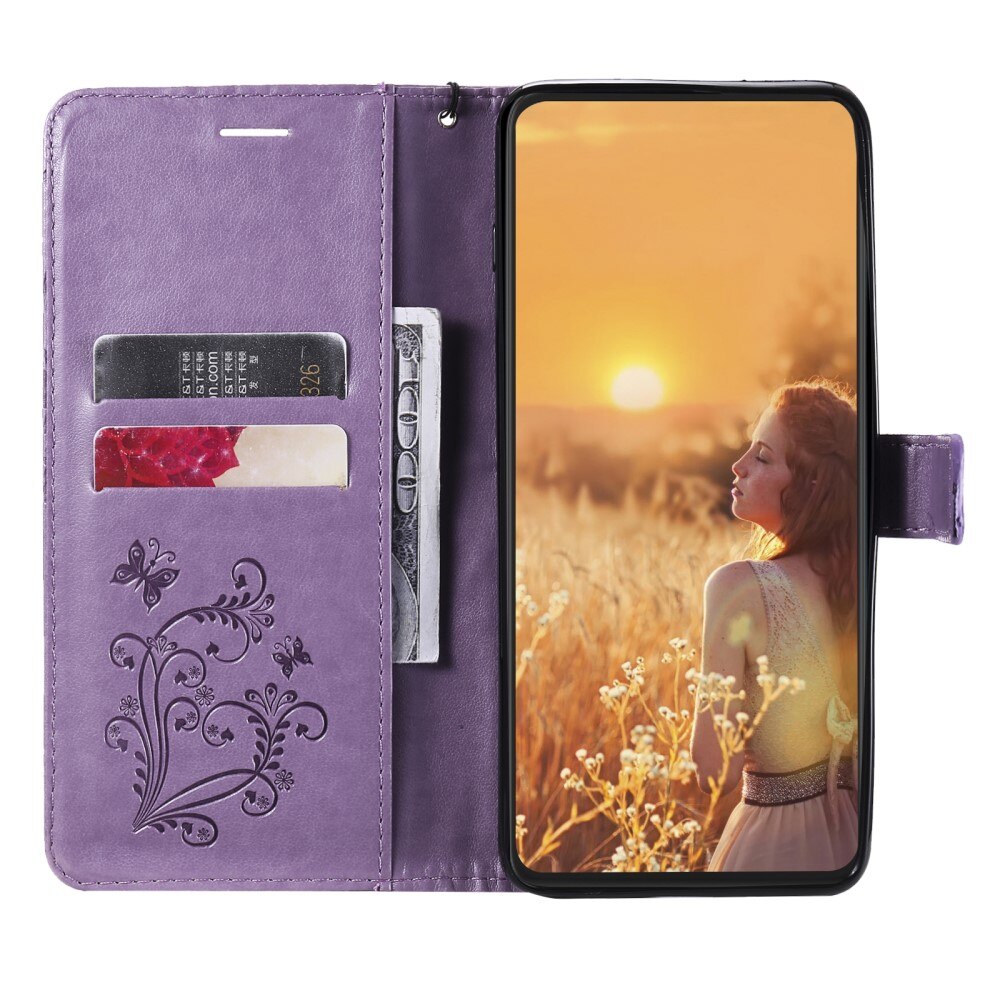 Custodia in pelle a farfalle per Apple iPhone 13 Pro, Viola