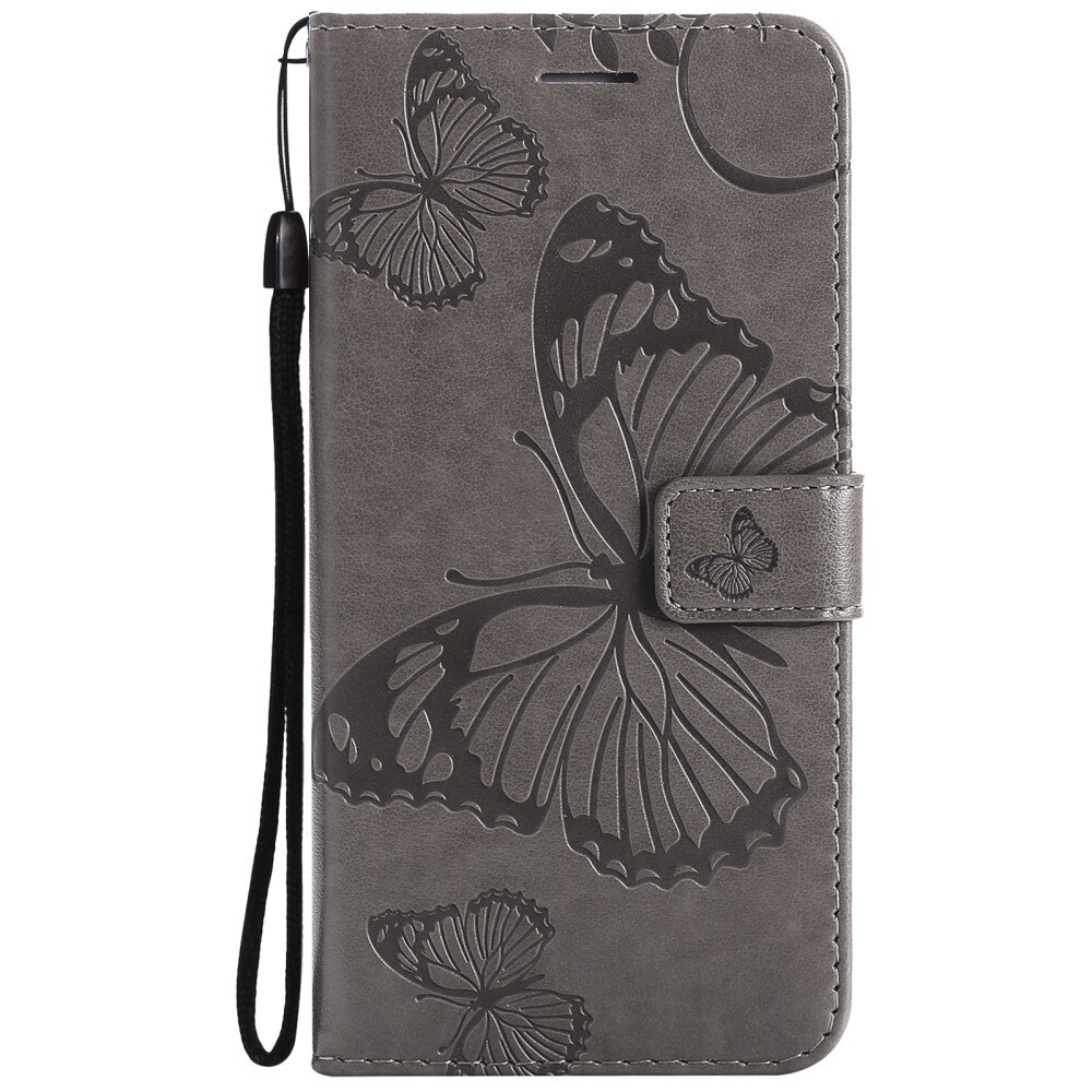 Custodia in pelle a farfalle per Apple iPhone 13 Mini, Grigio