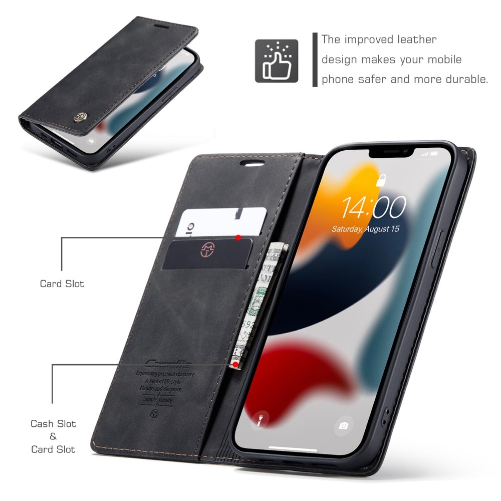 Custodie a portafoglio sottili iPhone 13 Pro Max Nero
