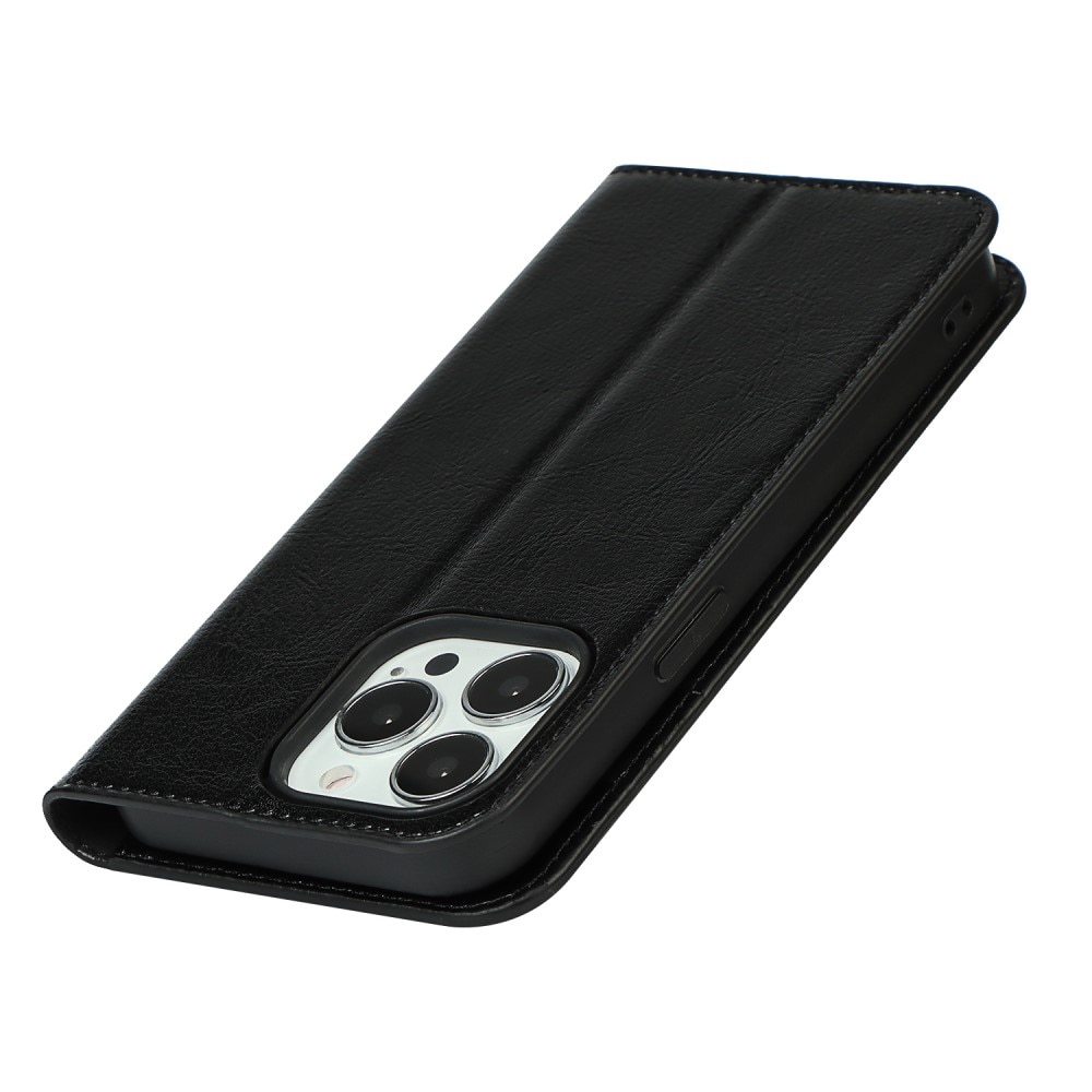 Cover Portafoglio in vera pelle iPhone 13 Pro nero