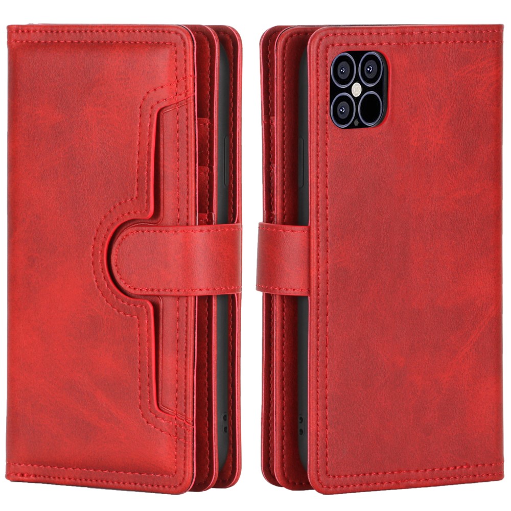 Multi-Slot Cover Portafoglio in pelle iPhone 13 Rosso