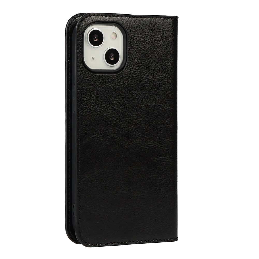 Cover Portafoglio in vera pelle iPhone 13 nero