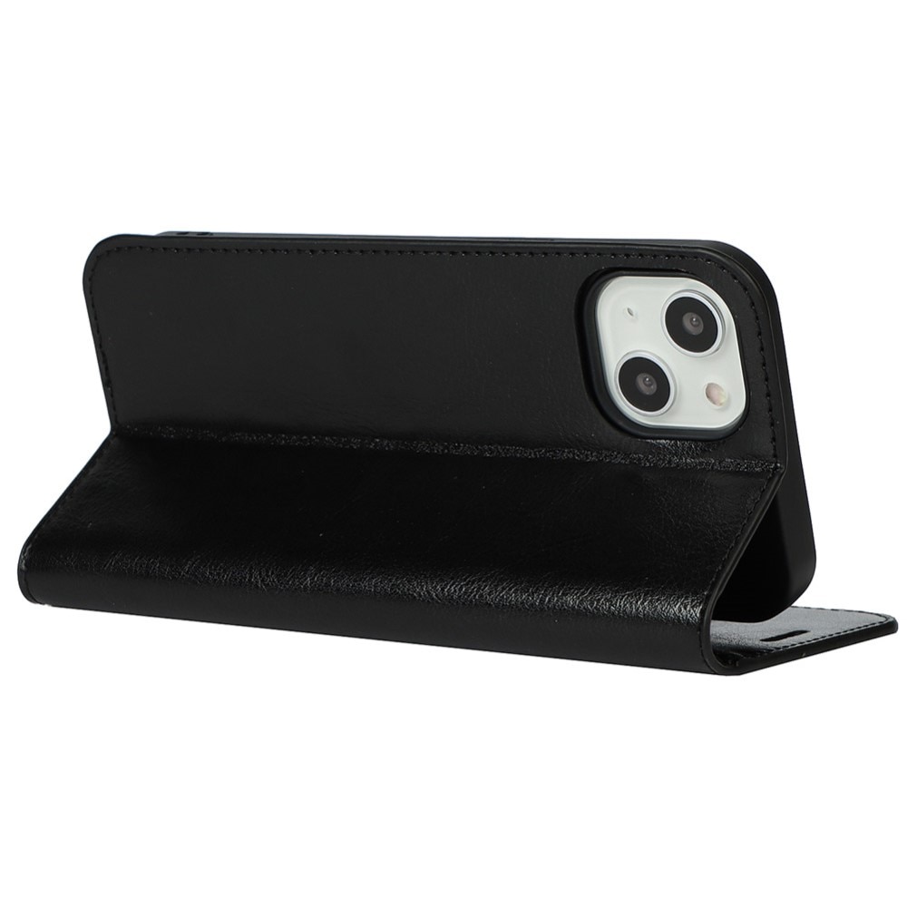 Cover Portafoglio in vera pelle iPhone 13 nero