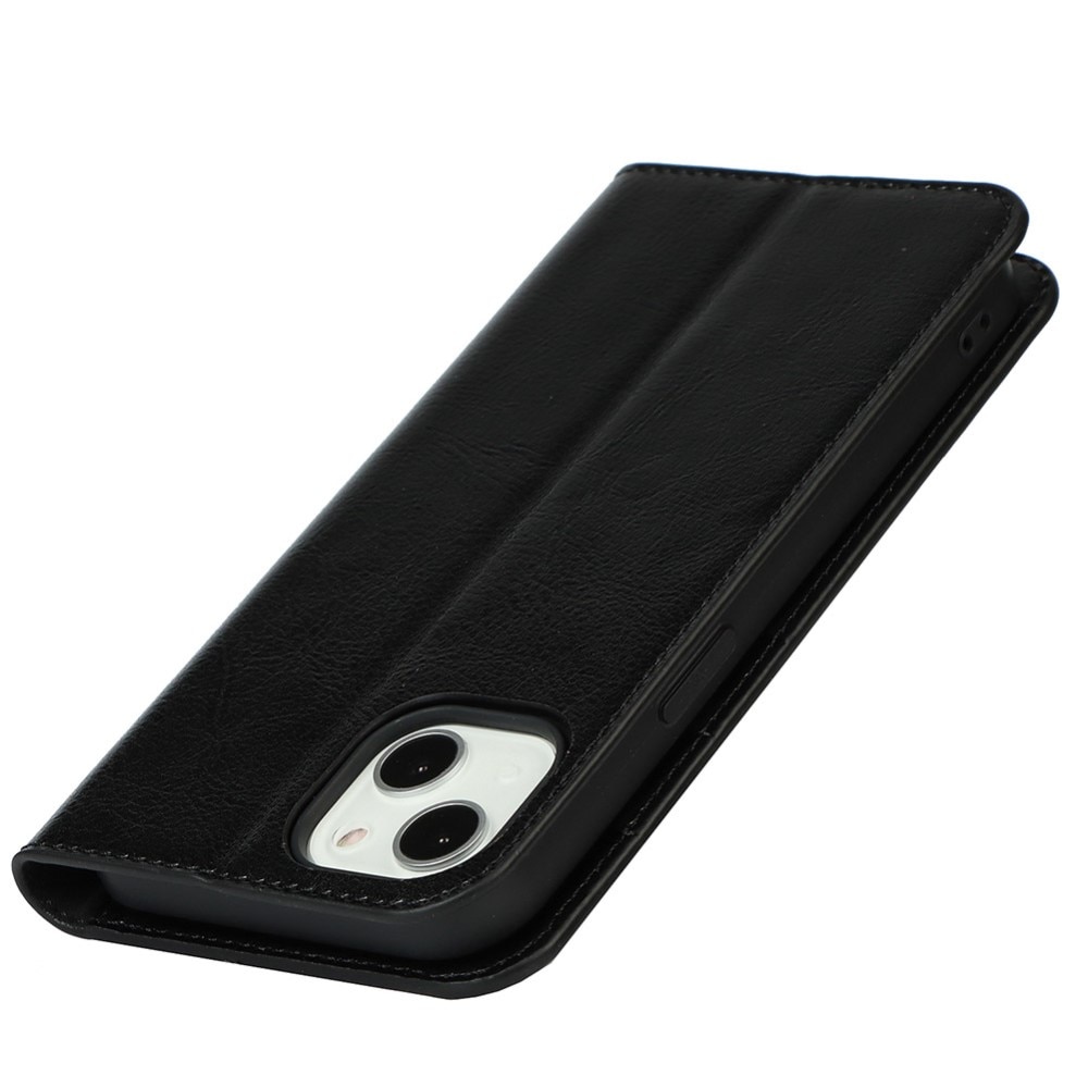 Cover Portafoglio in vera pelle iPhone 13 nero