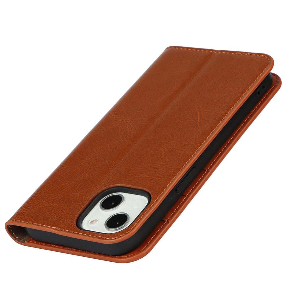 Cover Portafoglio in vera pelle iPhone 13 marrone