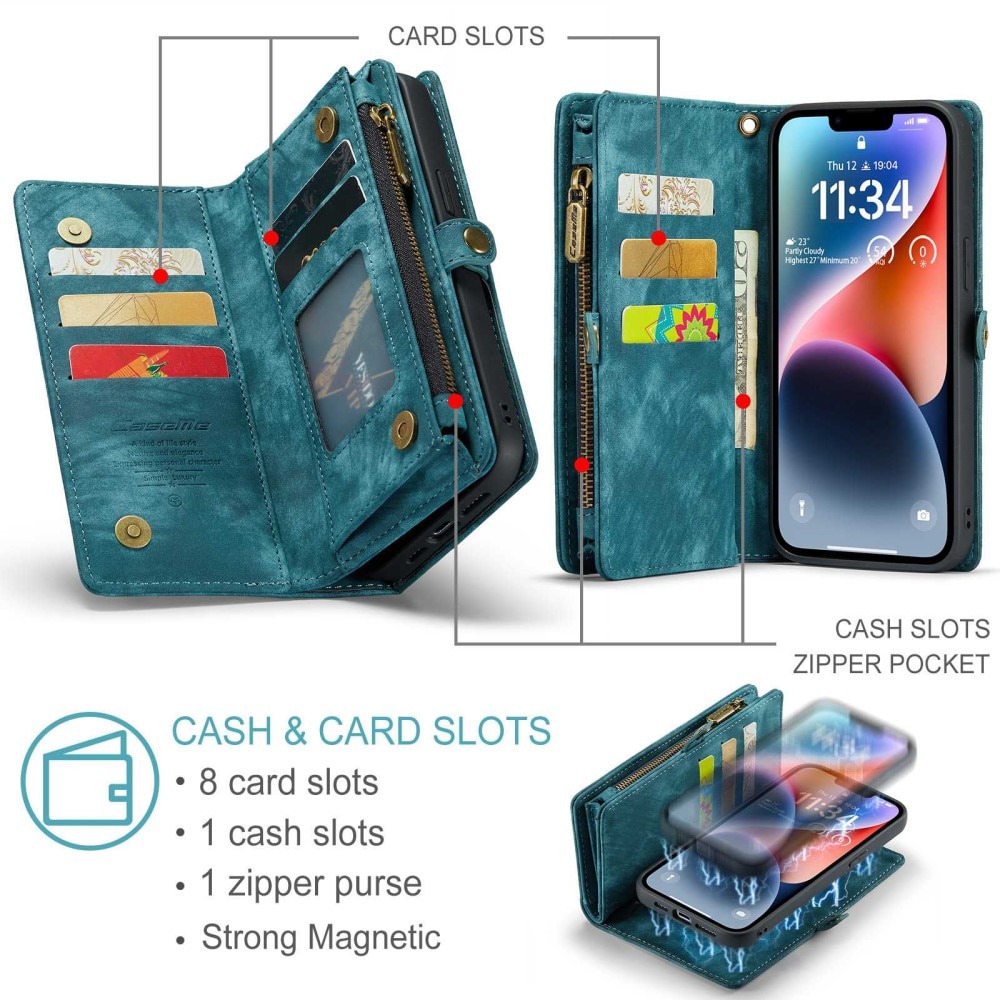 Cover portafoglio Multi-Slot iPhone 13 Blu
