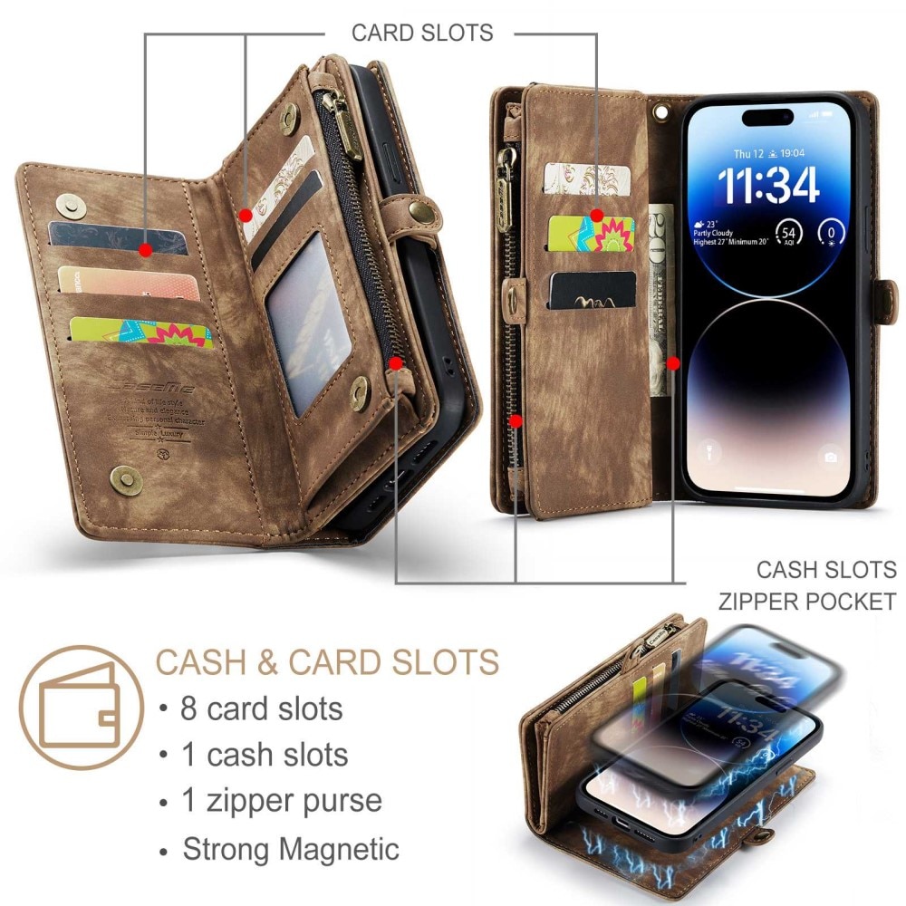 Cover portafoglio Multi-Slot iPhone 13 Pro Max Marrone