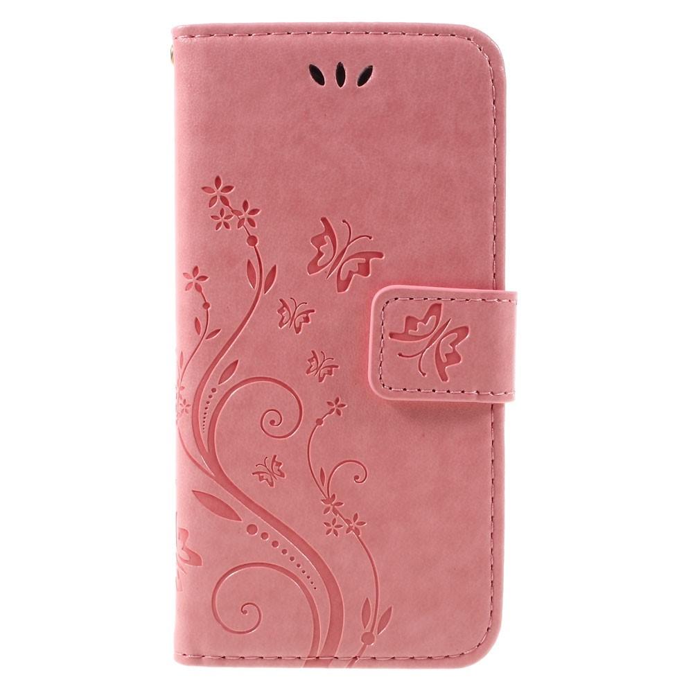 Custodia in pelle a farfalle per iPhone SE (2020), rosa