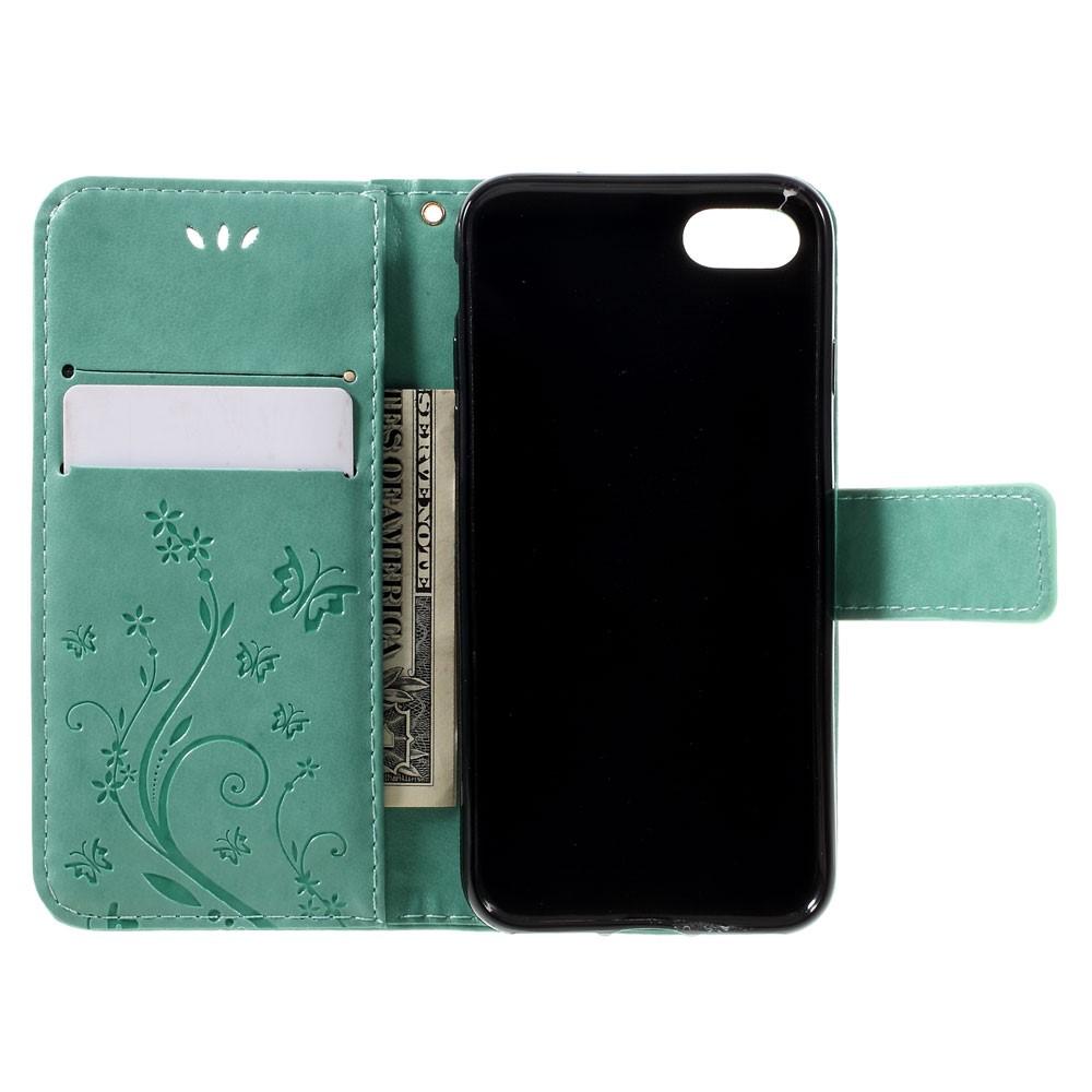 Custodia in pelle a farfalle per iPhone SE/5S/5, verde