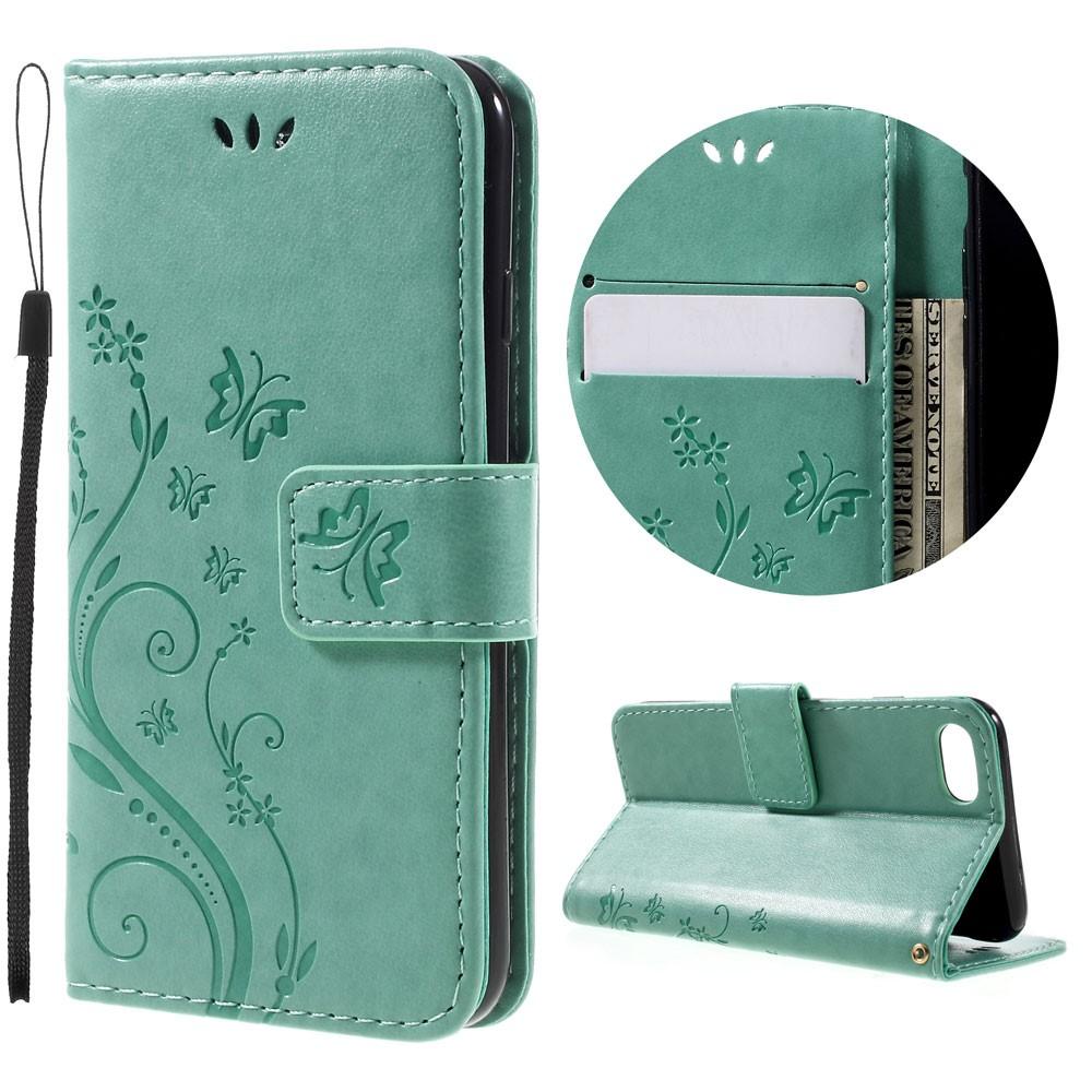 Custodia in pelle a farfalle per iPhone SE/5S/5, verde