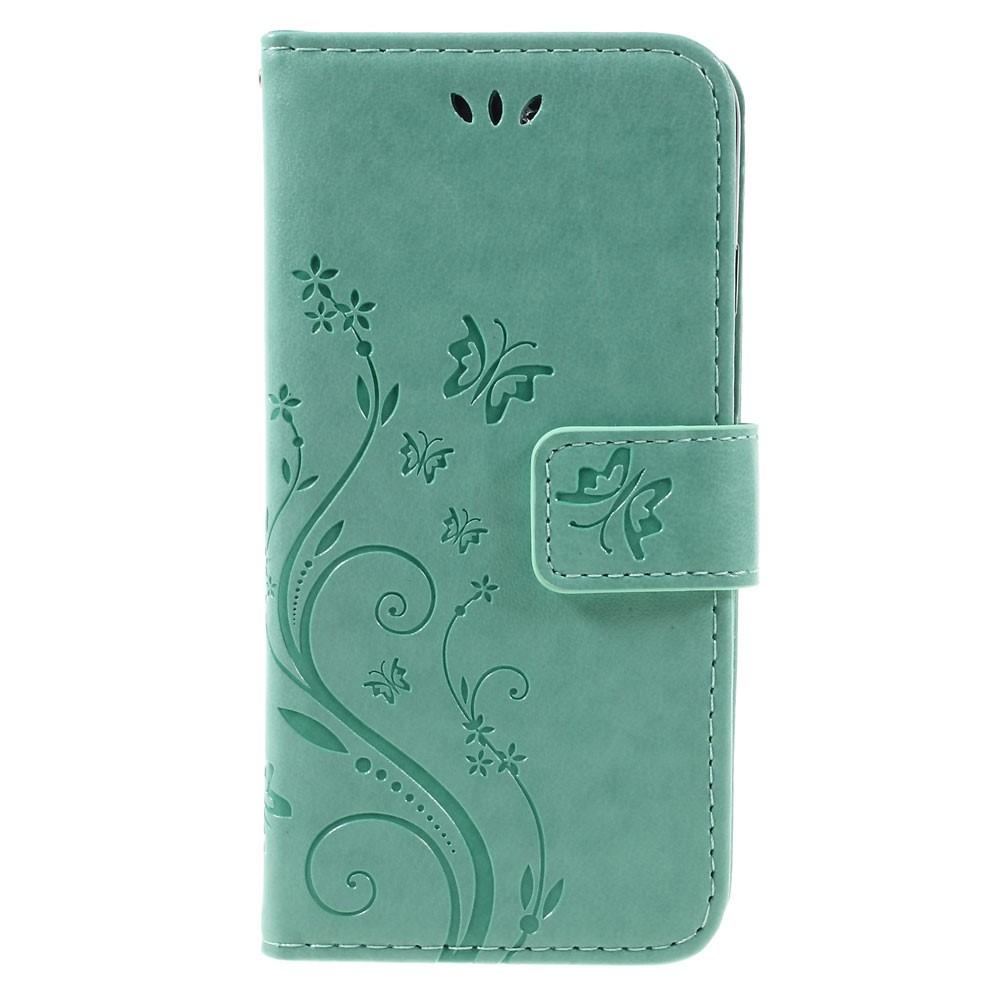 Custodia in pelle a farfalle per iPhone SE/5S/5, verde