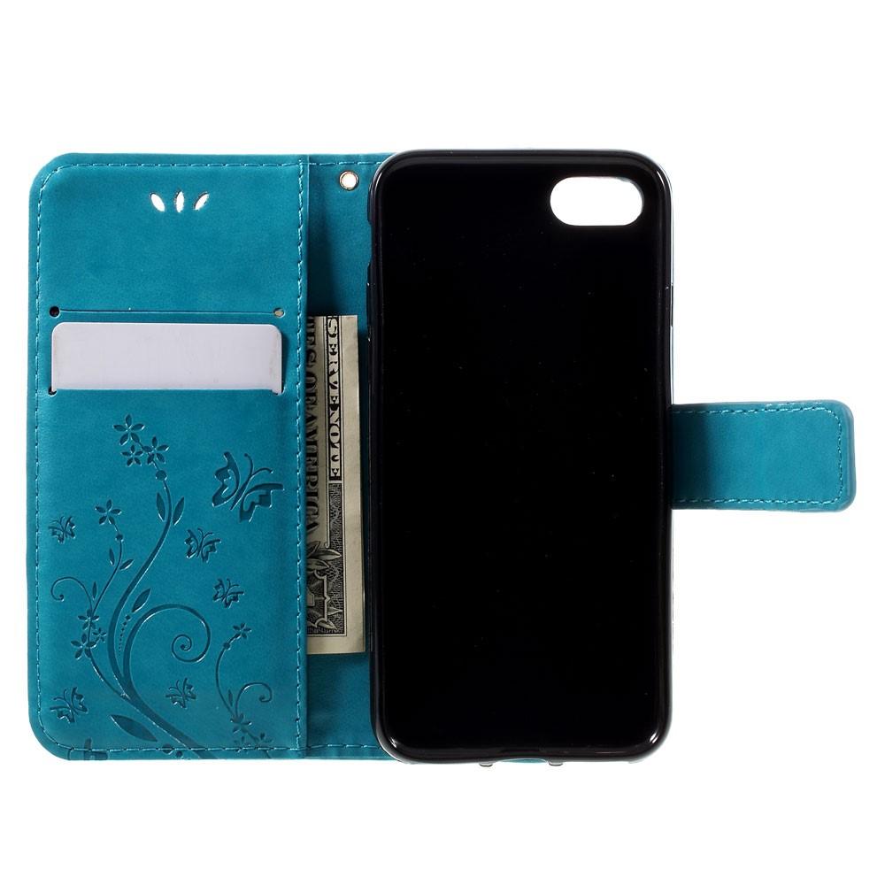 Custodia in pelle a farfalle per iPhone 7, blu