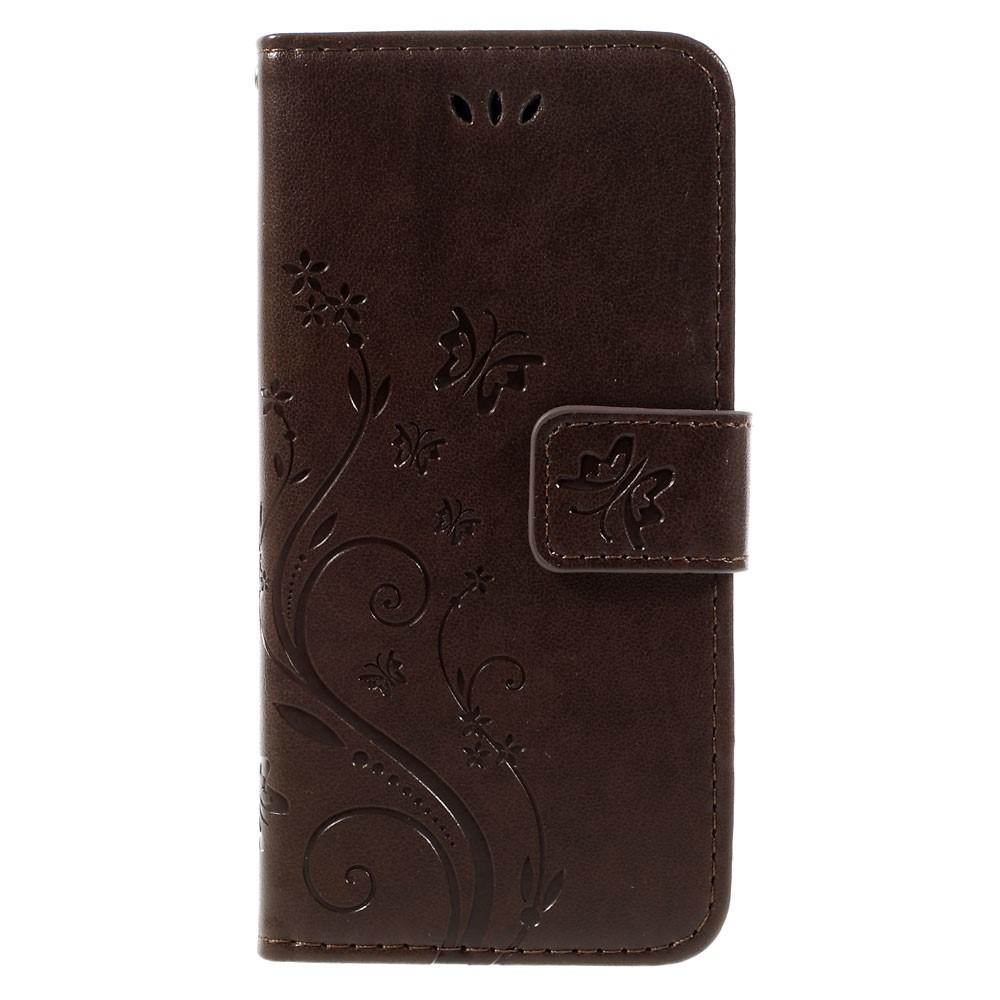 Custodia in pelle a farfalle per iPhone SE 2020/iPhone SE 2022/iPhone 8/iPhone 7, Marrone