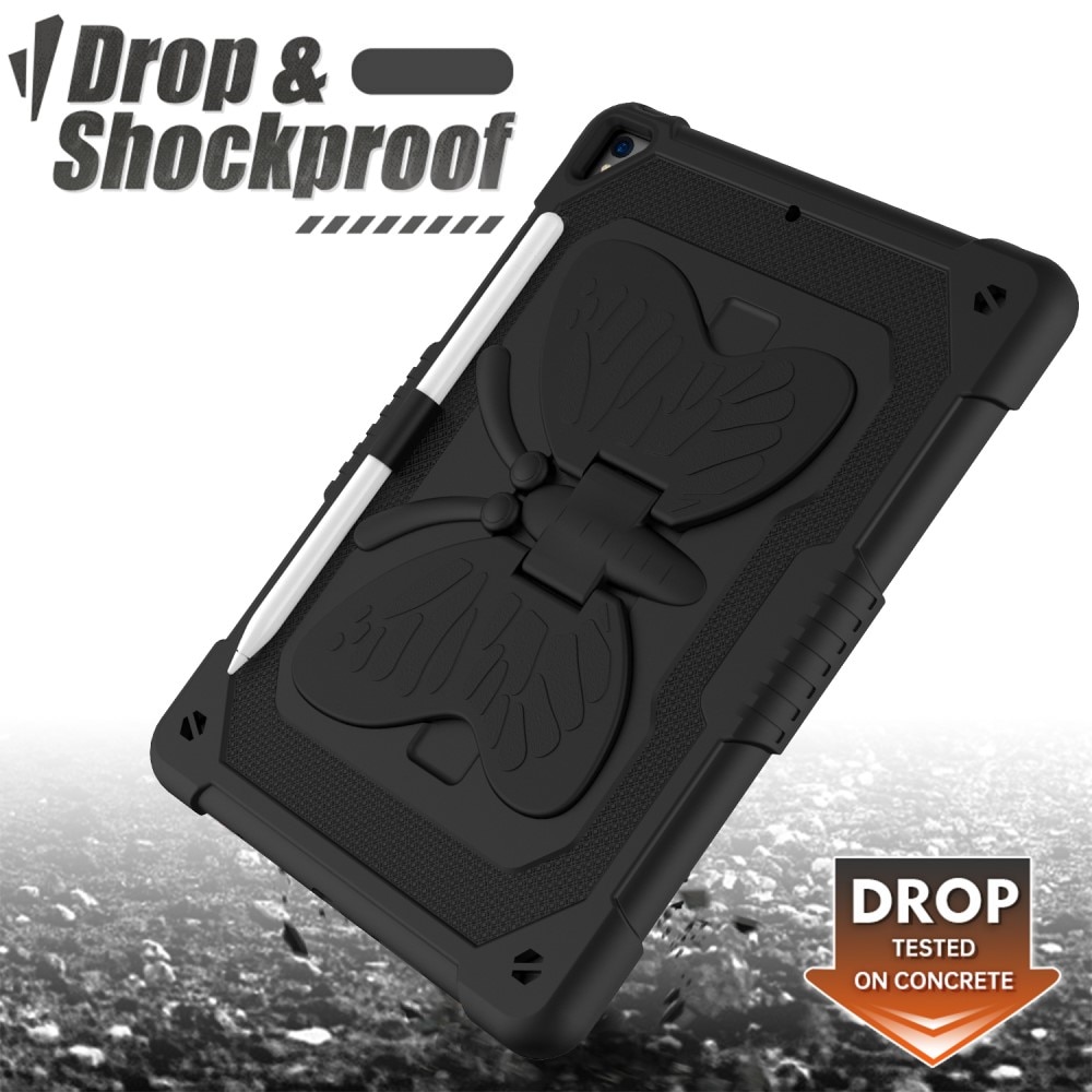 Custodia ibrida con farfalle per iPad 10.2 7th Gen (2019) a tracolla nero