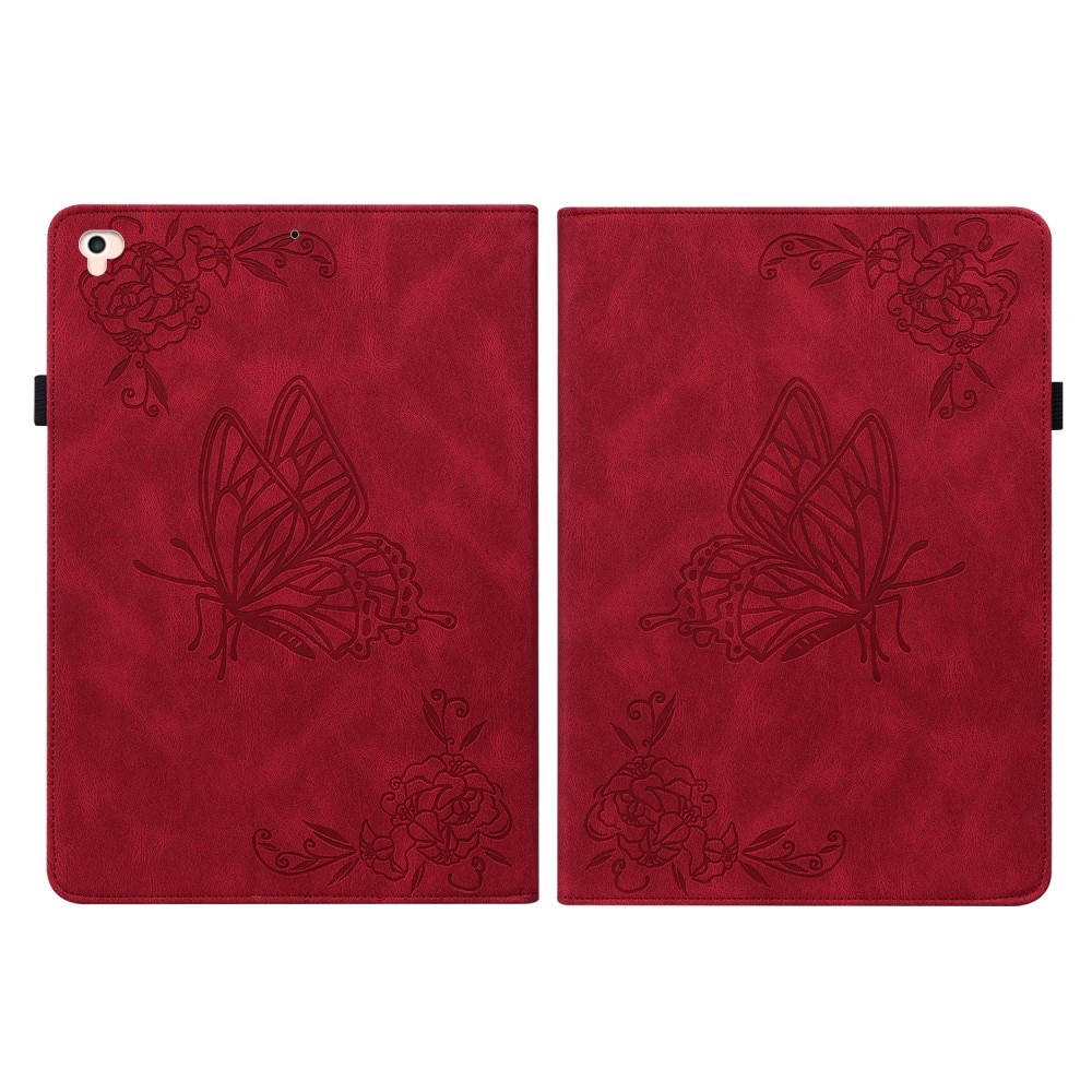 Custodia in pelle con farfalla iPad 9.7 5th Gen (2017) rosso